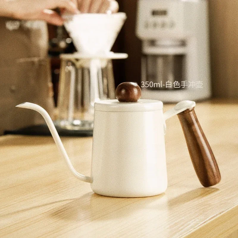 Hand Brewing Small Mini Portable Coffee Pot Wooden Handle Long Mouth Thin Mouth Stainless Steel Ear Hanging Coffee Pot