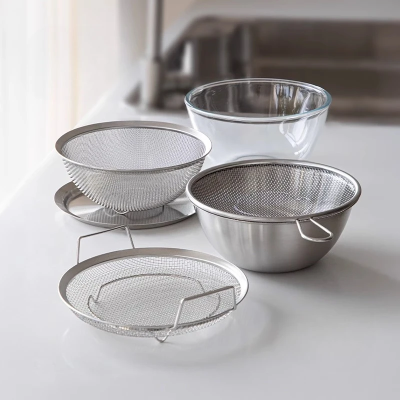 

304 Stainless Steel Vegetable Washing Bowl Multifunctional Kitchen Colander Dough Mixing/Salad Bowl Space Saving Nested Baskets