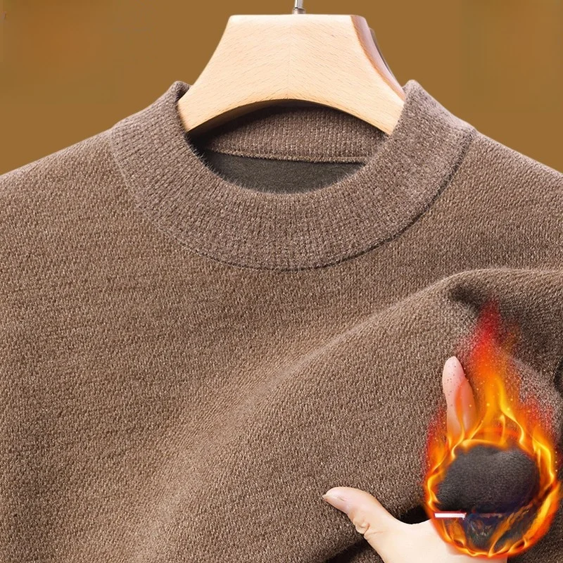 

Мужской вязаный свитер Fce на подкладке Thiened Round Ne, зимний теплый базовый слой, повседневный свободный крой, длинный S...