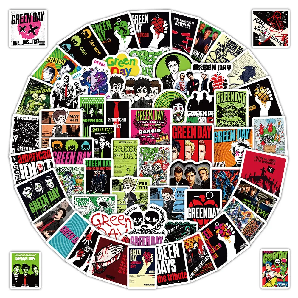 Punk Band Green Day Sticker Pack 100 Sheets Classic Rock Album Pattern Decorative Stickers for Laptop  Peel Joy Sticker Store