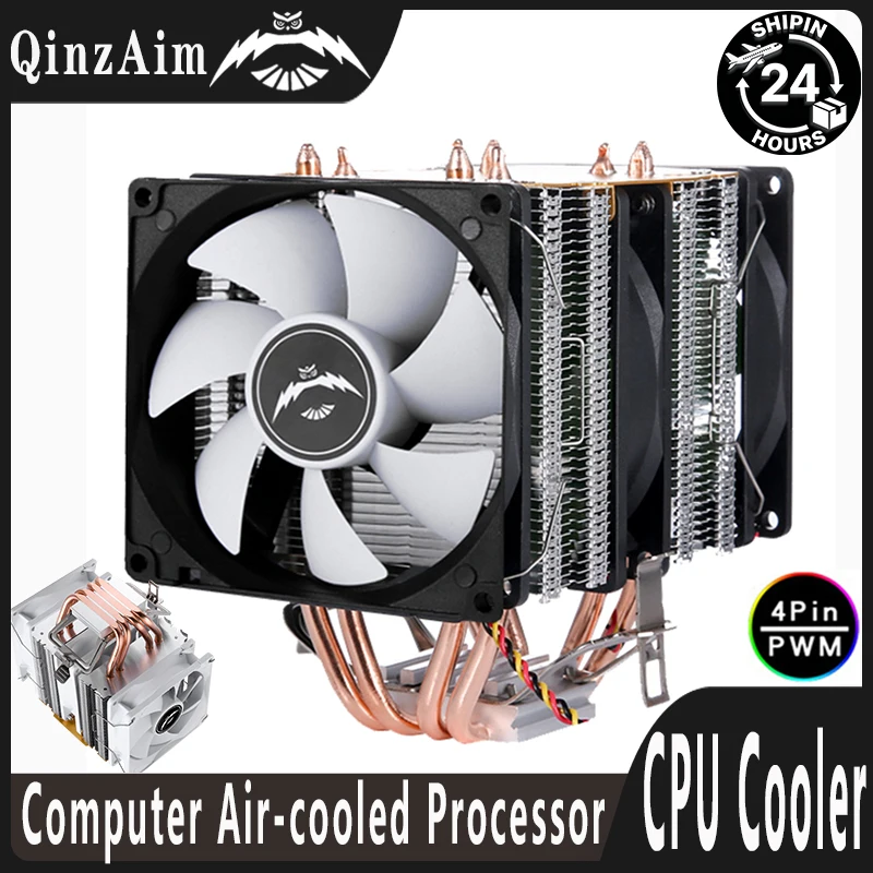 QiuzAim 4 Heat Pipe Twin Towers Air-cooled Radiator x99 Processor CPU Cooler Fan 90mm Install LGA2011 2066 1200 1700 115x AM4AM5