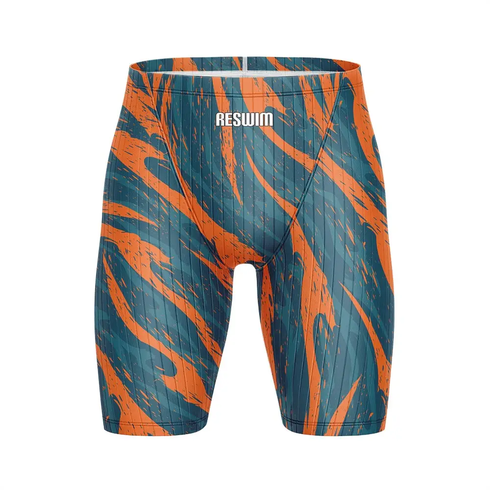 Summer Men's Swim Jammer Swimsuit Shorts 2025 Beach Tight Swimming Trunks Quick Dry Sports Surf Diving Pants Training Swimwear