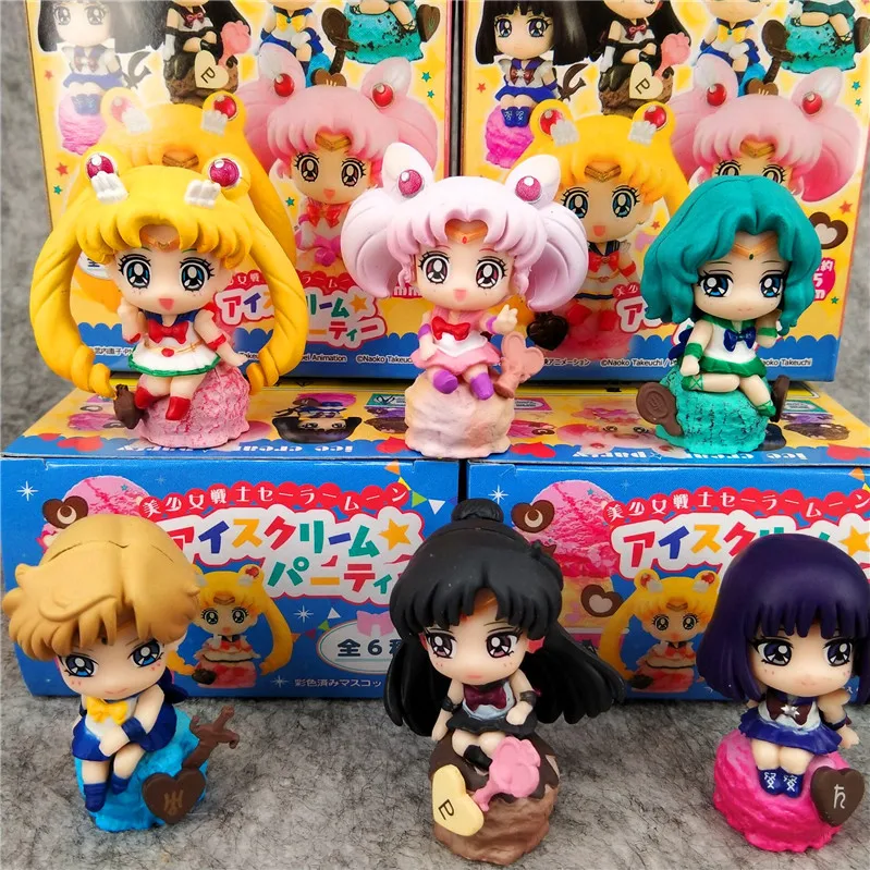 Коллекционный набор из 6 фигурок Sailor Moon Moon Hare Candy Base к 20-летию, в коробке, в стиле Y2K, модные аниме-игрушки