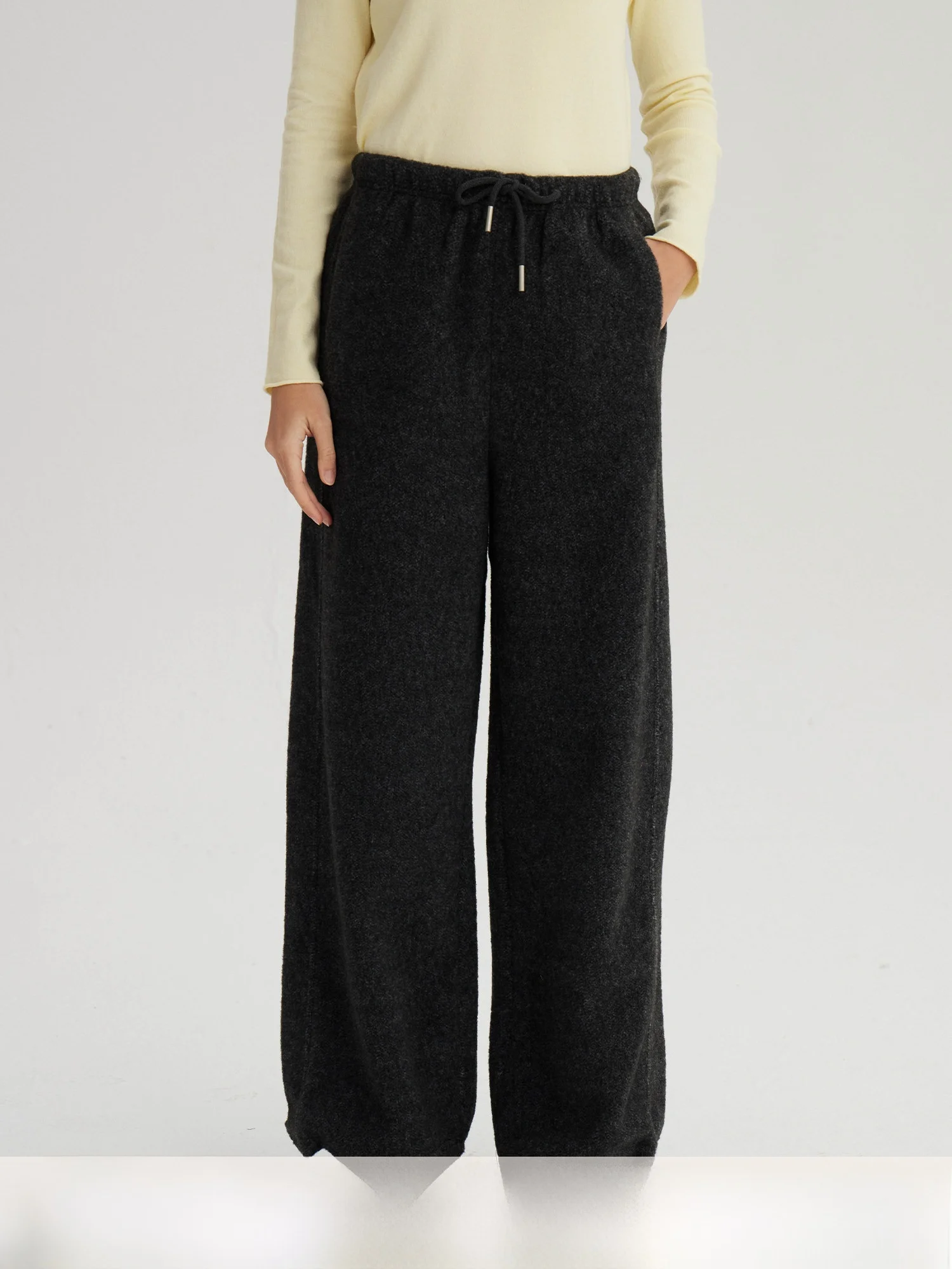 

Bruland Classic Retro Color l Waist Belted Straight Leg Casual Pants Slimming Wide Leg Long Trousers Women