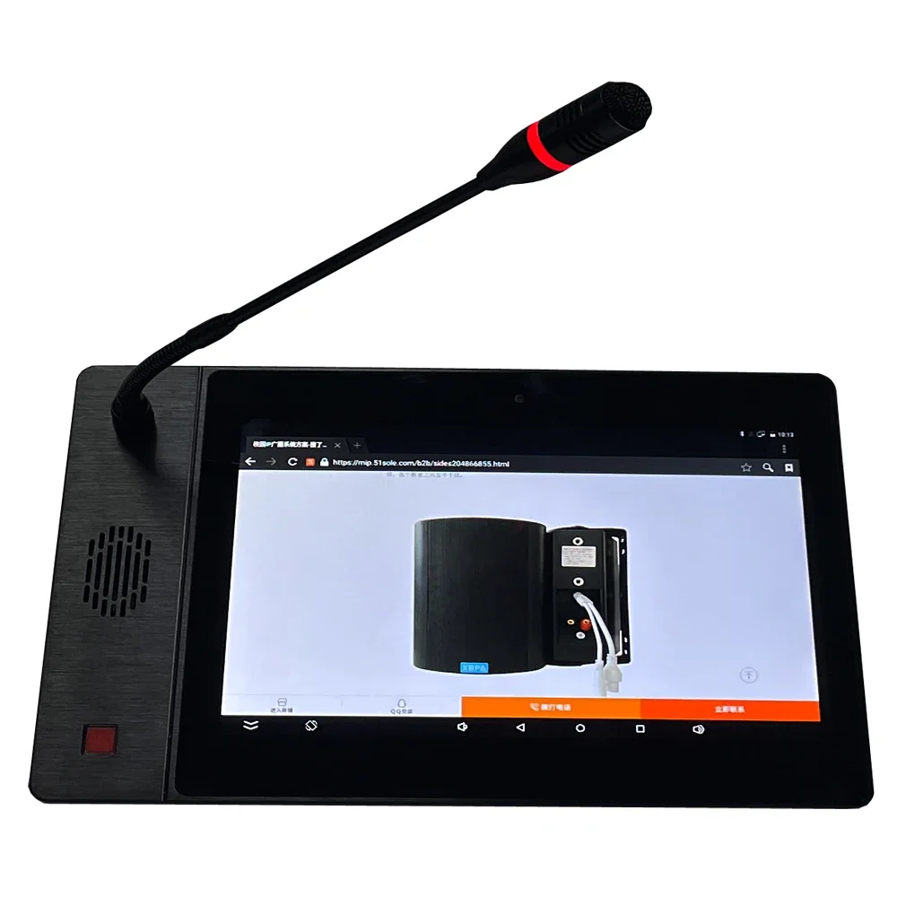 IP PA System Command Center 10-inch touch screen console microphone to realize video broadcast intercom function