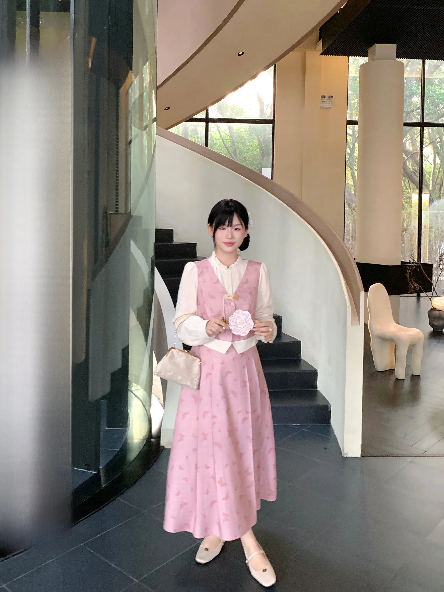 

Print Long Dr Chinese Sle Women's Faion Spring New Loose Fit Gown Waist Cinched Poly Fiber Soft Fabric