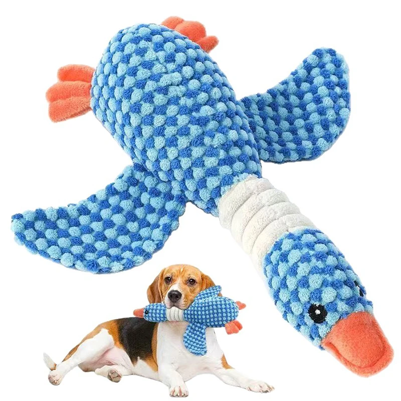 Divertido pato lindo perro juguetes de peluche mascota juguete chirriante para cachorro sonido ganso salvaje juguete para masticar para perros pequeños, medianos y grandes limpieza de dientes