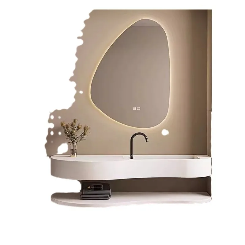 

High-end light luxury artificial stone custom line art toilet bathroom bathroom cabinet combination wash basin