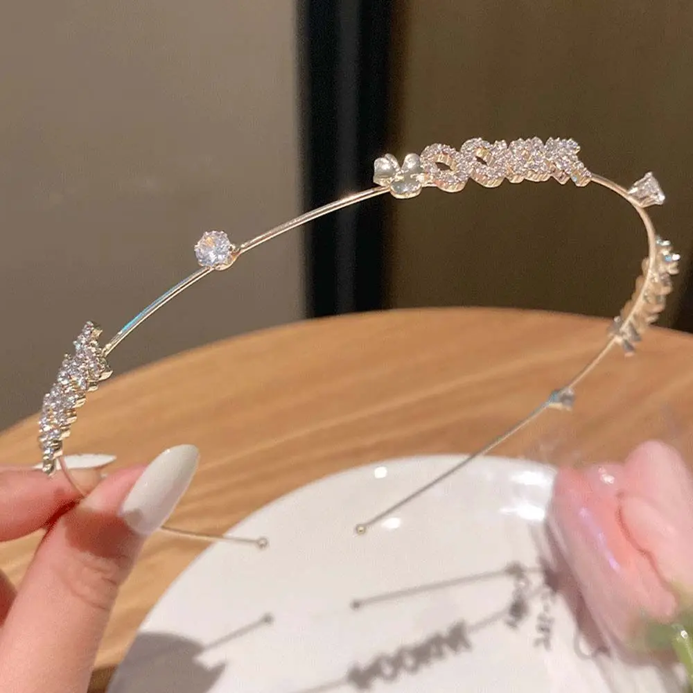 Gorros para niña, lazo Simple con diamantes de imitación, aro fino para el pelo con flores, diademas coreanas, diadema de conejo, diadema de diamantes, aro para el pelo para mujer