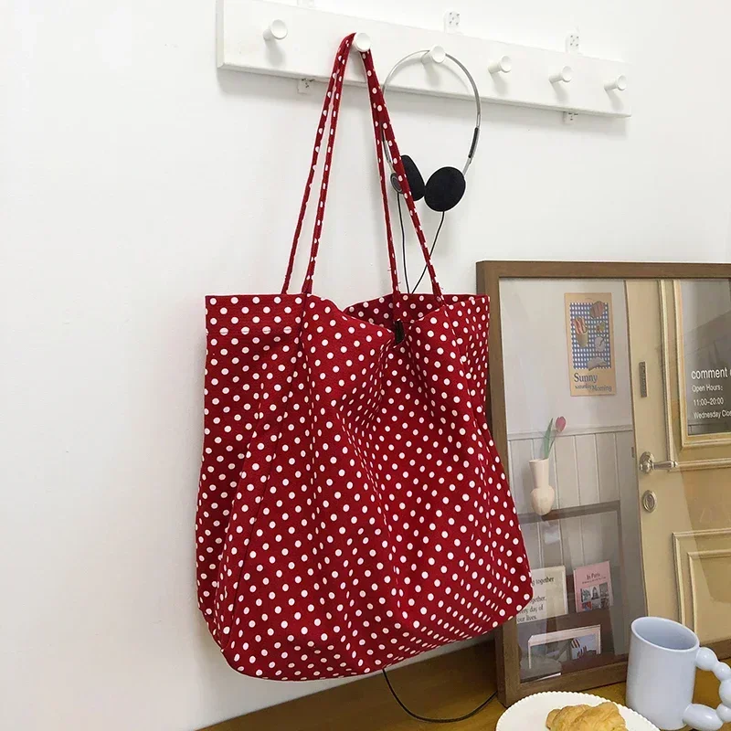 Hot Sell Simplicity Casual Dot Canvas Women's Shoulder Bags 2024 New Fashionable Versatile Practical Large Capacity Tote Bag