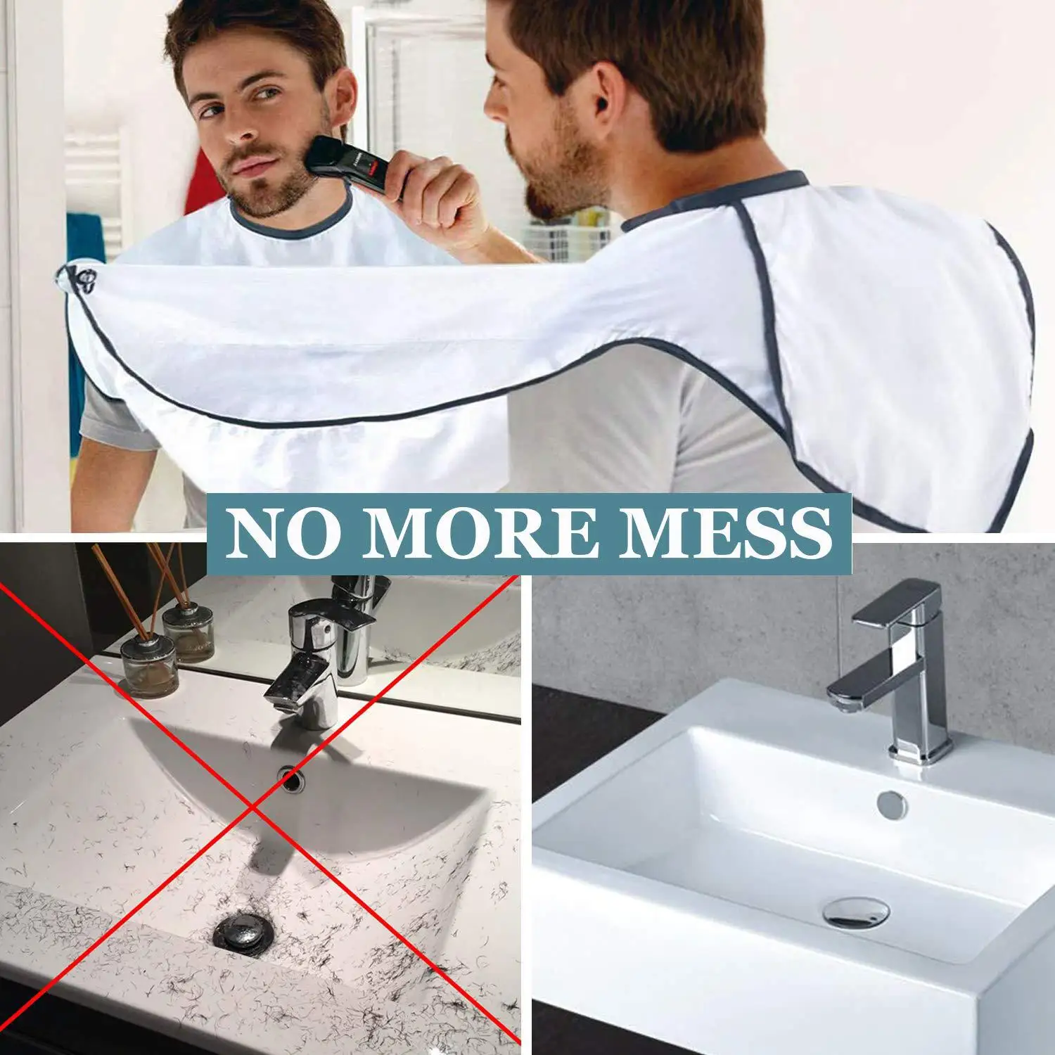 1pcs beard trap cape bib mirror sucker apron shaving beard trap Clean care tarp with two suckers