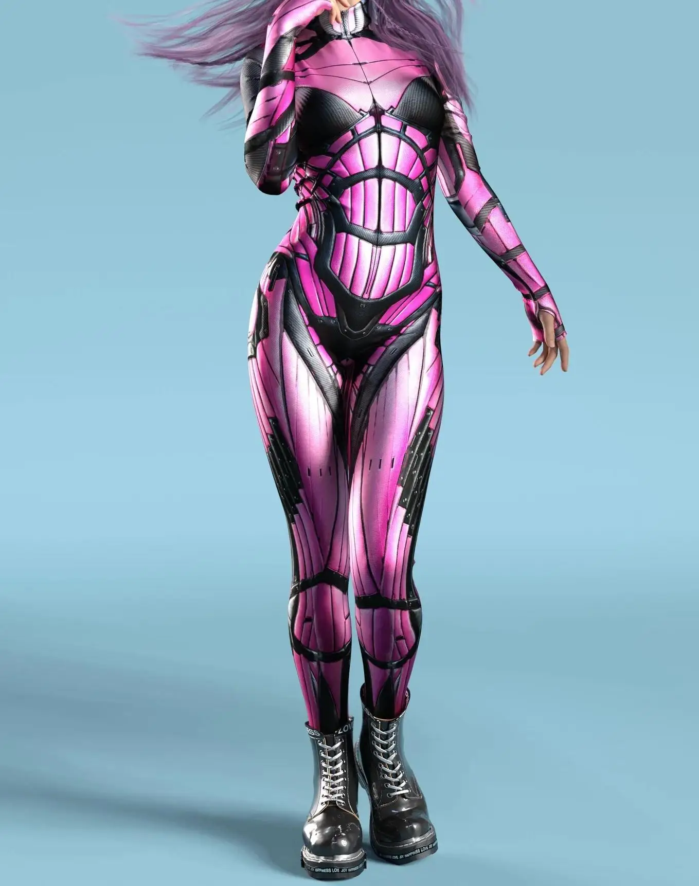 Mechanischer Rüstungsanzug für Frauen, Cyber-Fighter-Cosplay-Bodysuit, Steampunk-Kostüm, Zentai-Anzug für Halloween-Partys – Detail 25