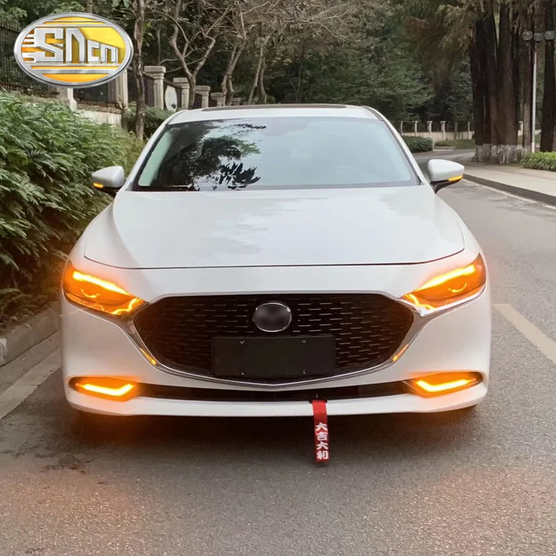 2PCS For Mazda 3 Axela 2019 2020 Dynamic Turn Yellow Signal Function 12V ABS Waterproof Car DRL Lamp LED Daytime Running Light