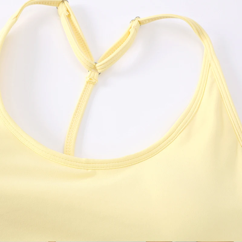 女性用衝撃吸収ヨガブラ 夏用通気性快適プロフェッショナルトレーニング＆フィットネスウェア ソリッドヨガスポーツブラ