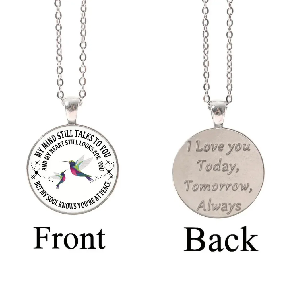 Trendy Gothic Sliver Color Convex Circular Glass Art Photography Flying Bird Pendant Necklace for Women Men Couple Jewelry Gifts