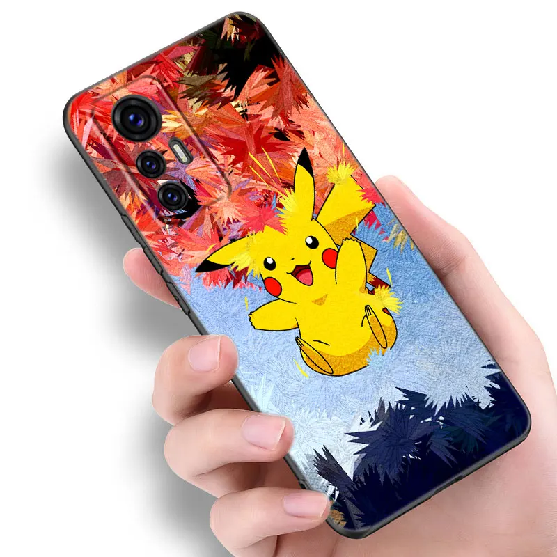 Funda de teléfono de Anime Pikachue p-pokemon para Xiaomi Mi 8 9 SE 10 10T 11 12 13 Lite 9T 11T 12S 12T 13 Pro 11i 12X, funda de silicona negra