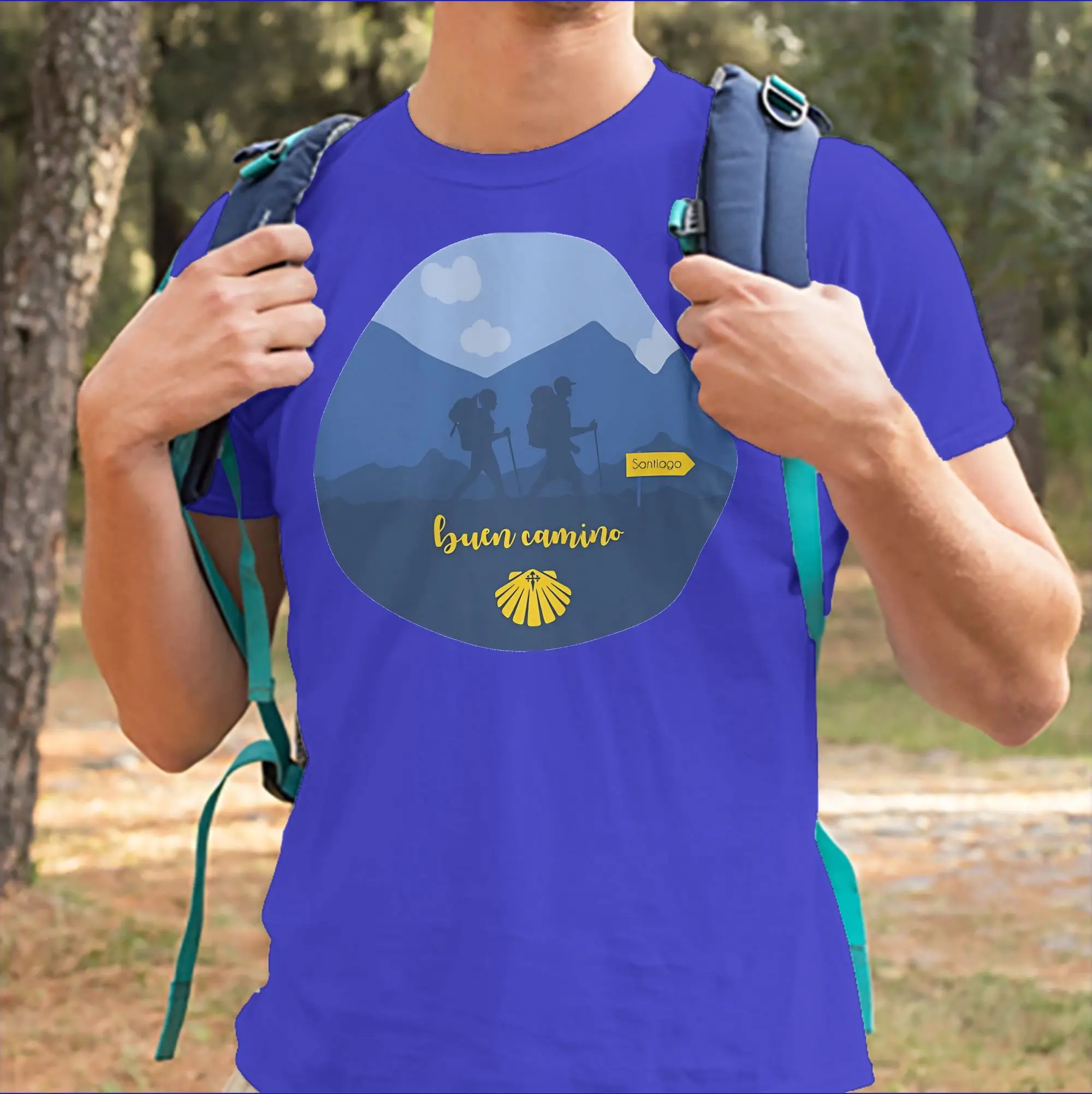 Buen Camino de Santiago de Compostela T Shirt Men Pure Cotton T-Shirt Round Neck  Tee Shirt Short Sleeve Clothes Gift Idea