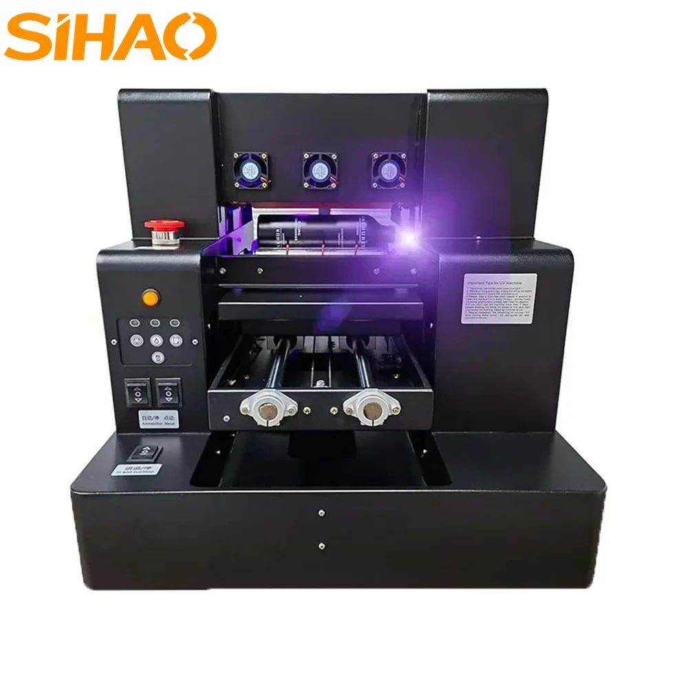 

SIHAO A4 УФ-принтер Светодиодный DTF УФ-принтер Струйный принтер с вращением для бутылок/бумаги/чехлов для телефона/ПВХ/пластика/дерева/металла/кожи