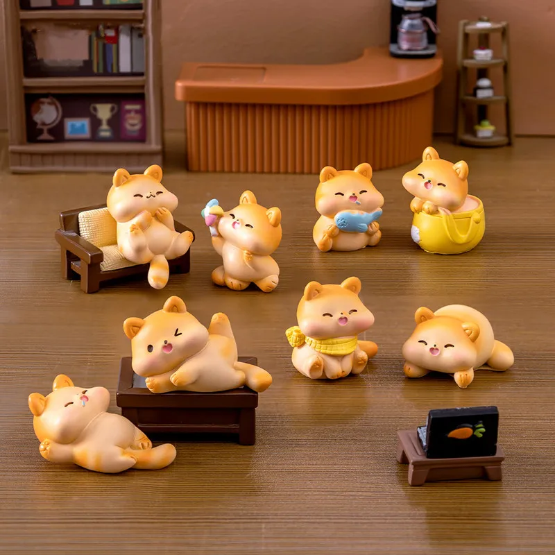 

Figurines Miniatures Cute Cat Animal Micro Landscape Ornaments For Home Decorations Decor For Room Desk Accessories Funny Gifts