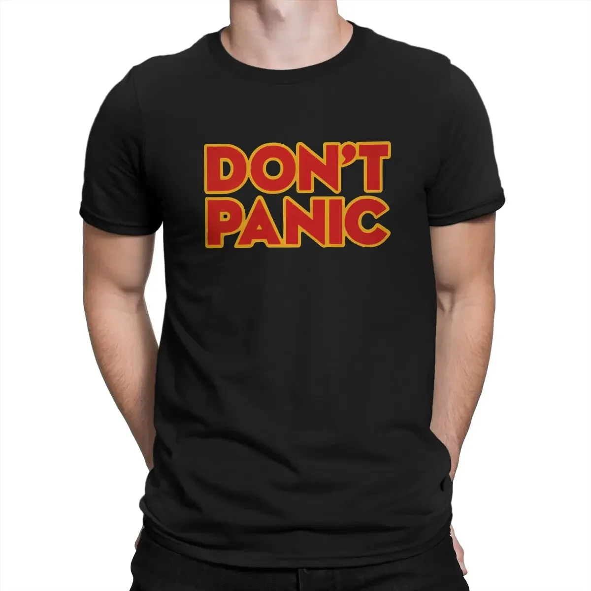 Don't Panic Retro Unique TShirt The Hitchhikers Guide To The Galaxy Film Leisure Polyester T Shirt Summer T-shirt For Men Women