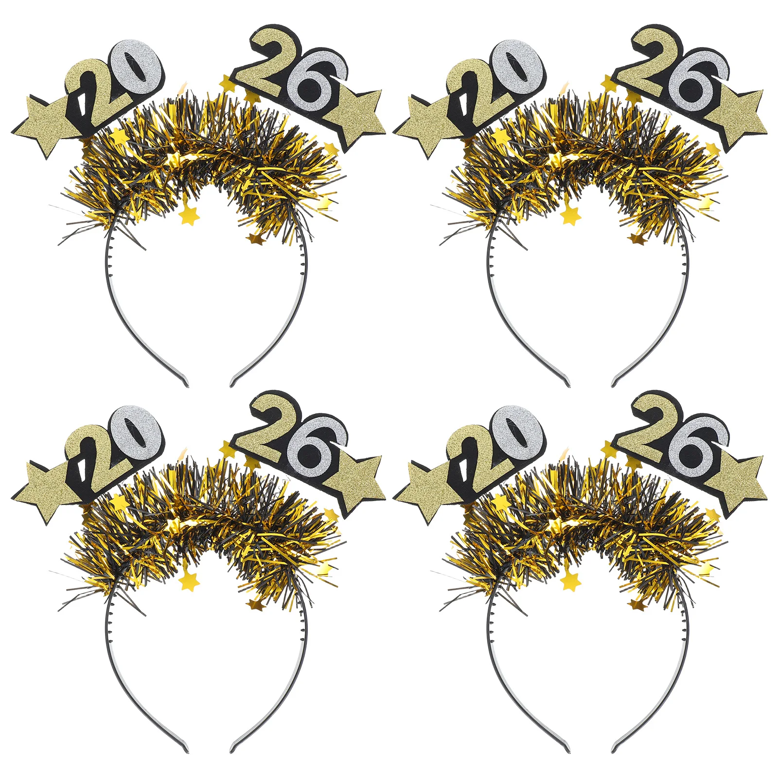 

4Pcs 2026 Tiara Headband with Glitter Stars for New Year Party Graduation Event Wearable Accessory Festive Celebration