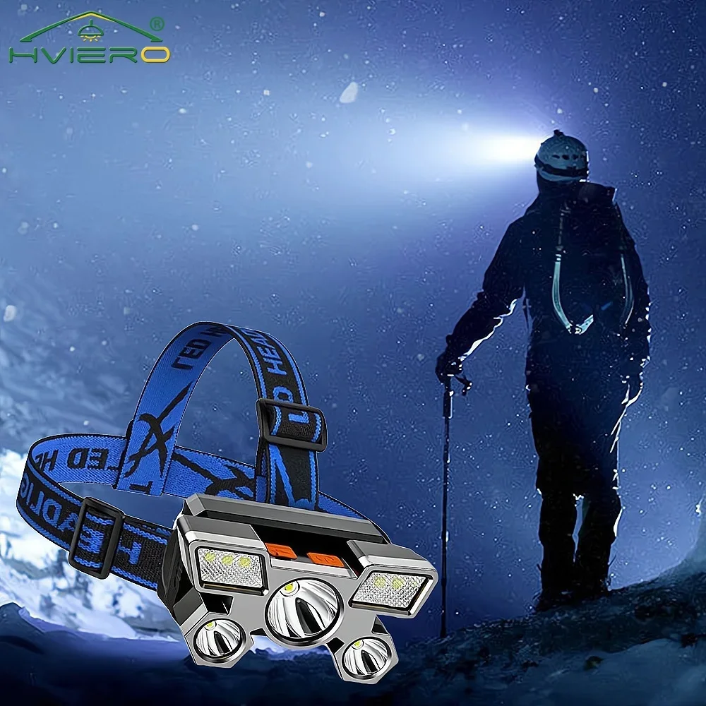 

Headlamp USB Rechargeable 5LED Strong Lighting Lamps Waterproof 90 Degree Adjustment For Camping Adventure Fishing Flashlight