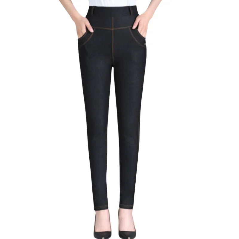 Fleece Leggings For Women Autumn and Winter High Waisted Tight Height Cropped  Jeans Slim-Fit Fashion Female Pants