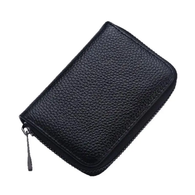 1Pcs Men's Business Zipper Card Holder Scratch-resistant PU Leather Multi Slots Credit ID Card Purse for Office Workers
