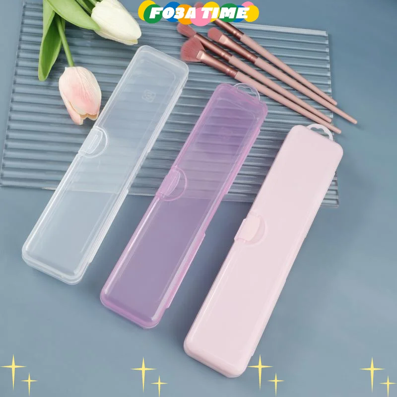 

Portable Stationary Organizer Eyebrow Pencil Tableware Chopsticks Transparent With Cover Storage Box Kitchen Accessories