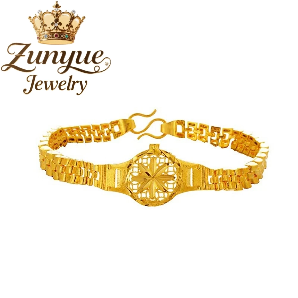 Sand Gold Bracelet Exudes A Sense Of Light Luxury And Sophistication Heart-Shaped Bracelet Fu Character Fashion Jewelry Charms