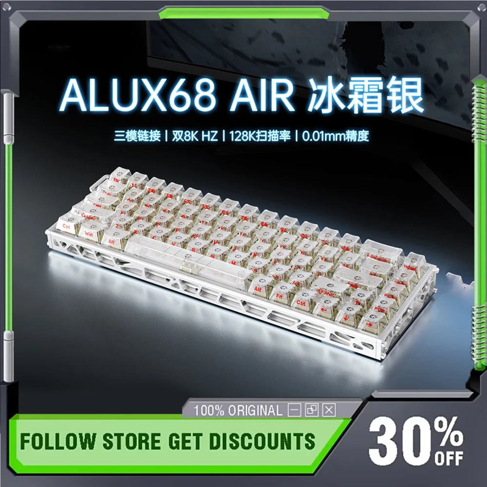 

AJAZZ ALUX68AIR Wireless Three Mode Mechanical Keyboard Aluminum Magnetic Axis Hot Swappable Customized E-sports Gamer Keyboard