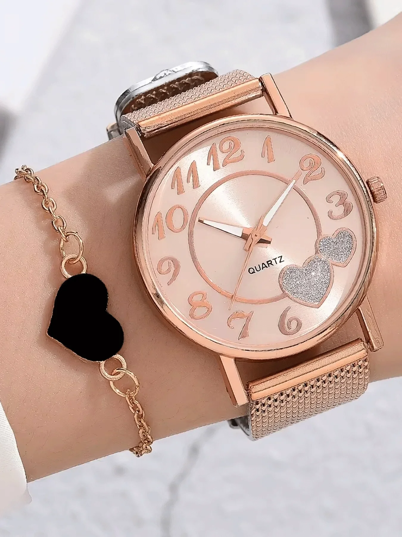 2-piece fashionable round versatile design, light luxury women's watch, women's high-end feel, business temperament set