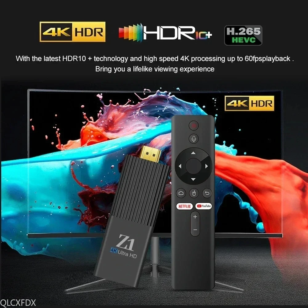 Z1 دونغل جهاز استقبال للتليفزيون الذكي 4K واي فاي دعم OTA استقبال BT5.0 1GB 8GB أندرويد 10 H313 2.4G & 5G TV صوت صندوق التلفزيون عن بعد مشغل الوسائط