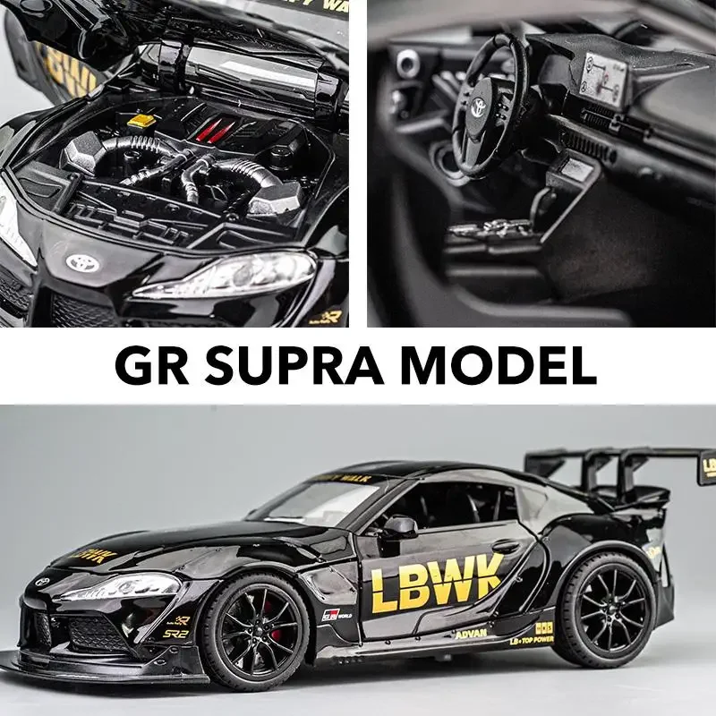 1/22 Scale Toyota Supra Alloy Racing Car Model Diecast Sound & Light  Car Shop Exhibition Decorations Collect Ornaments Giftbox