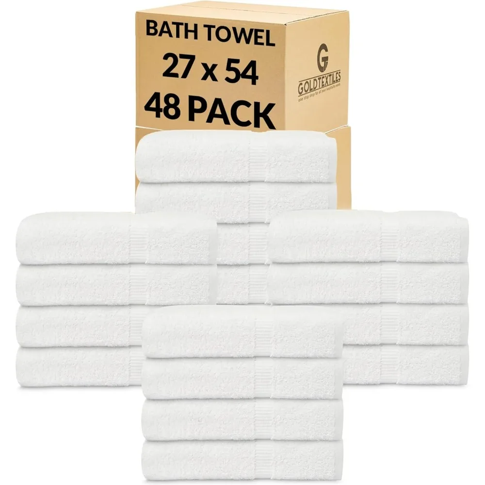 

TEXTILES Premium Bath Towel Set (Pack of 48,27 x 54) 100% Ring-Spun Cotton Towels for Hotel, Spa, Soft and Absorbent (27 x 54, W