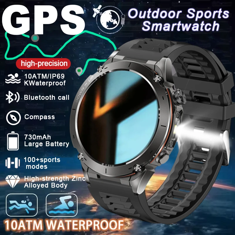 2025 New Dual-band GPS Sports Smart Watch Men's Compass 730mAh Large Battery 3ATM Professional Waterproof Swimming Smart Watches