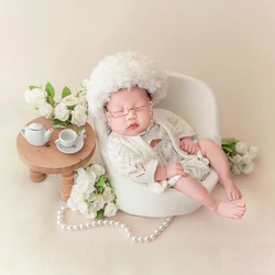 Baby Girl Photography Costumes 0-3 Month Rich Lady Theme Outfits Wig Clothing 3pcs/Set Photo Props Studio Baby Photo Decorations