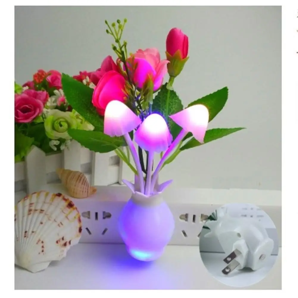 Luz LED nocturna para niños y adultos, lámpara de seta de flores con enchufe que cambia de Color, cama de ensueño, Linda luz nocturna colorida para dormitorio