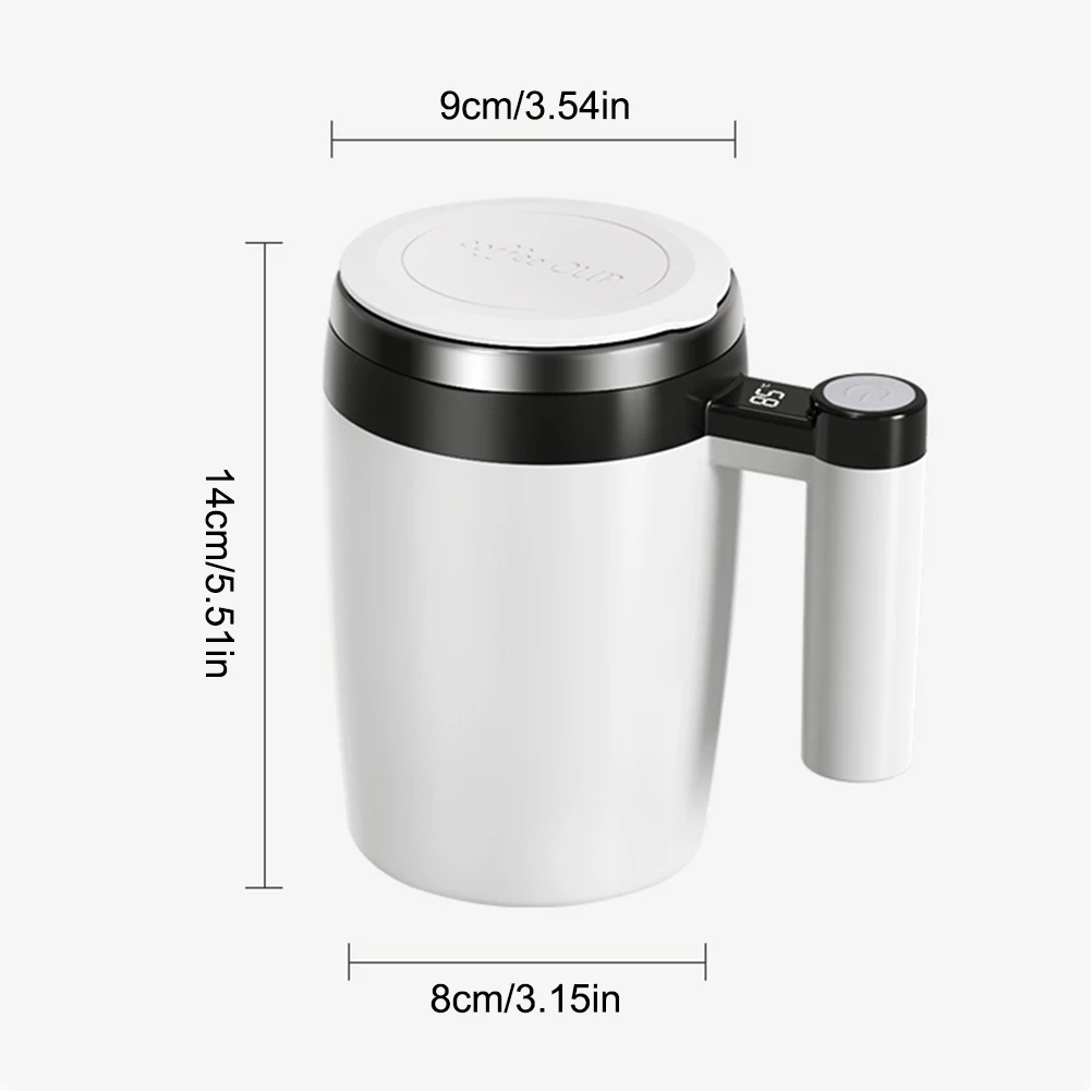 380ML Magnetic Automatic Mixing Coffee Mug USB Charging Coffee Self Stirring Cup With LCD Screen Stainless Steel Cup Waterproof