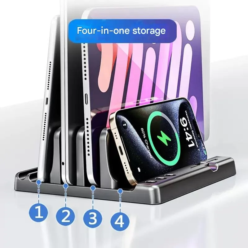 Vertical Laptop Stand Multi Slot Notebook Storage Holder Adjustable Width Desktop Space Saving Tablet Book Organizer