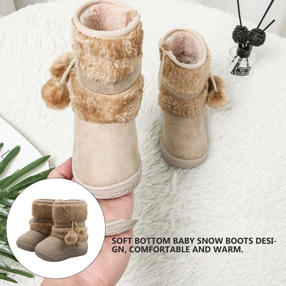 

1 Pair Baby Snow Boots Soft Bottom Cotton Shoes For Toddlers Warm Winter Prewalker Gift Booties Comfortable Safe Durable