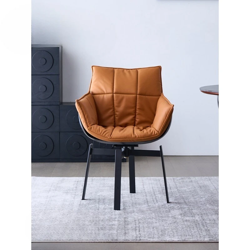

Italian Minimalist Home Dining Chair Rotatable Rice Husk Chair