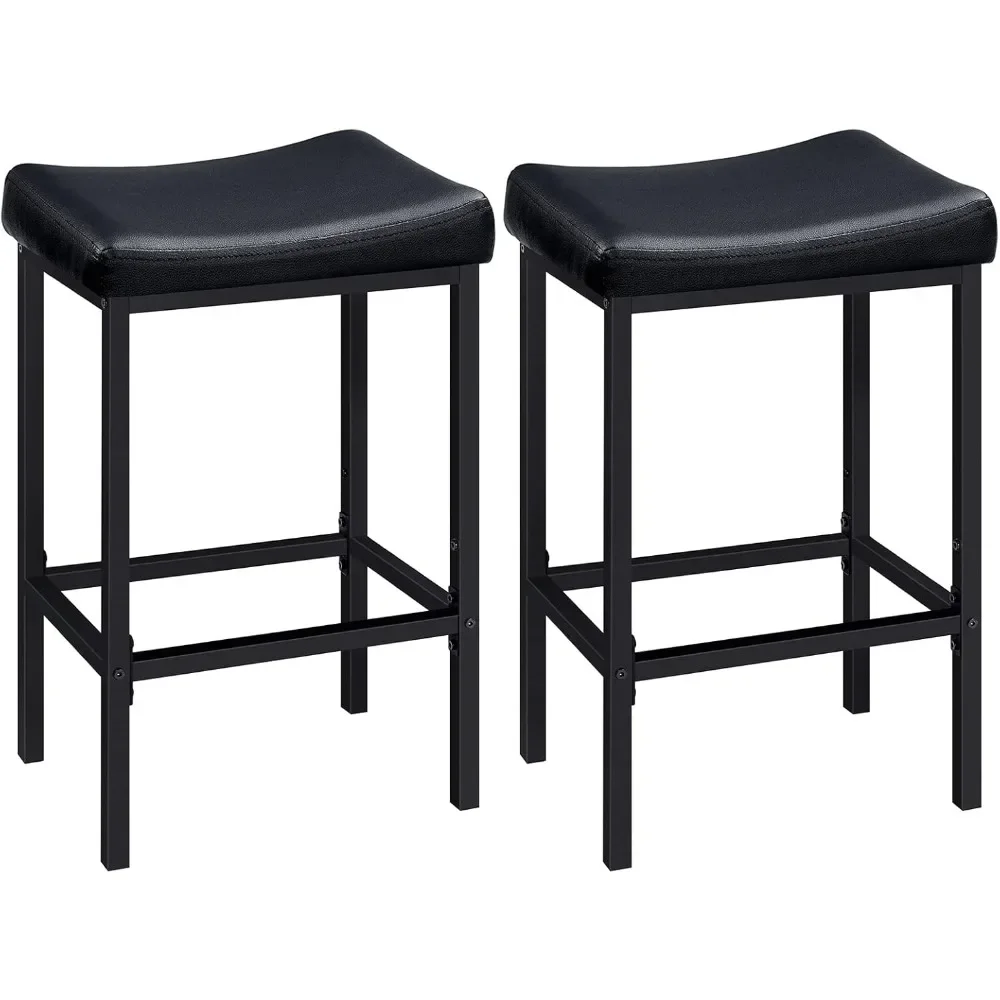 

Bar Stools, Set of 2 Bar Chairs, Counter Height Stools, Saddle Barstools with Curved Surface, 24.8 Inches, 2.4" Thick Upholstery