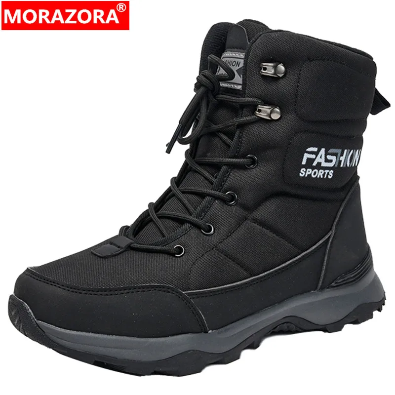 

MORAZORA 2024 Size 36-46 New Synthetic Warm Winter Boots For Women Lace Up Plush Snow Boots Ladies Platform Ankle Boots