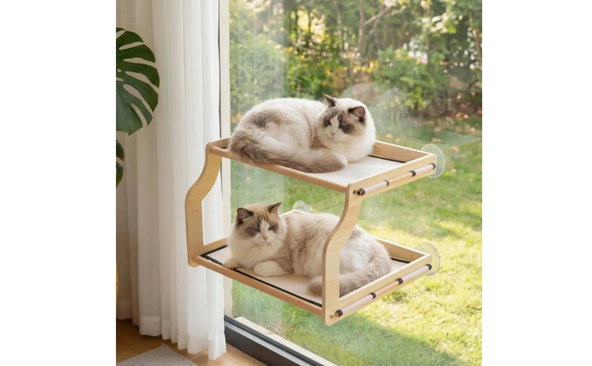 Window Mounted Cat Bed Easy-Mount Installation Bunk Cat Window Perch Pet Supplies Easy to Clean Breathable Mesh for Balcony