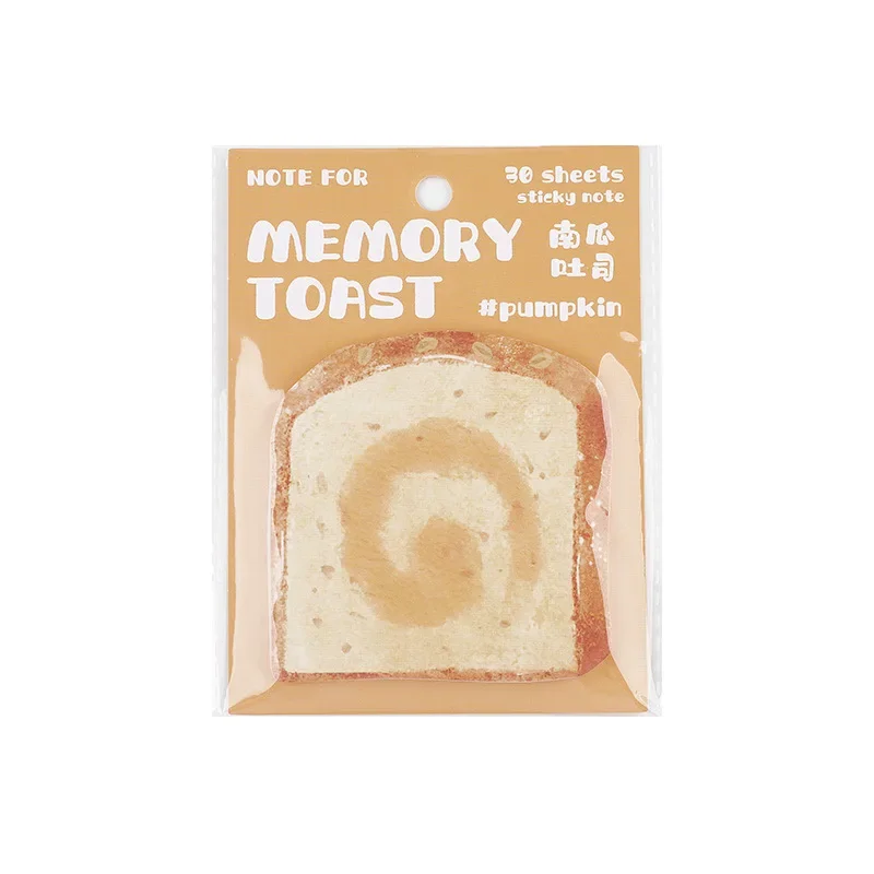 30pcs Memory Bread Simulation Food Sticky Note Cartoon Toast Note Student Note Memo Message