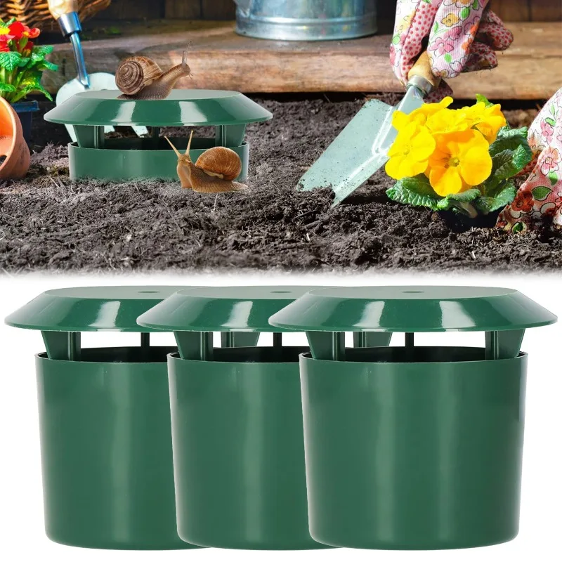1-12pcs Plastic Garden Slug Cage Garden Slug Cage Reusable Pests Bait Station Tools Vegetable Plants Farm Protectors Trap Pests