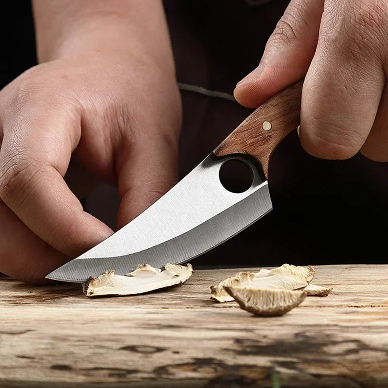 Hammered Forged Boning Knife Meat Cutting Fruit Knife Wooden Handle Multifunctional Kitchen Knifes with Knife Set Kitchen Tools