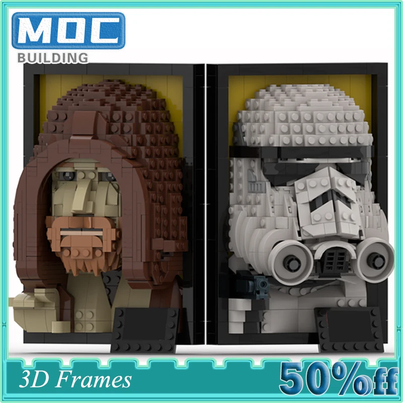 Space Movie Hunter Samurai Helm MOC Bouwstenen 3D Frames Boushh Collection Constructor Bricks Display Speelgoed Kerstcadeaus