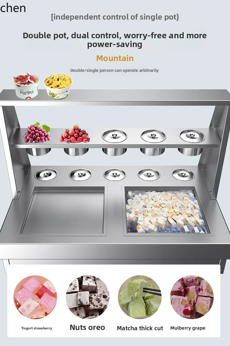 ZML Macchina per yogurt fritto Macchina per ghiaccio fritto automatica commerciale Macchina per rotoli di ghiaccio fritto a vaso singolo e doppio